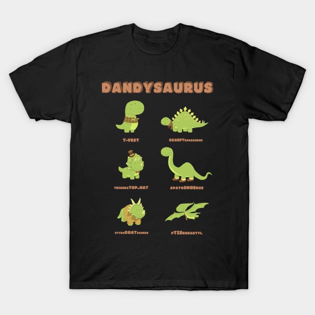 DANDYSAURUS - Dark Version T-Shirt by AnishaCreations